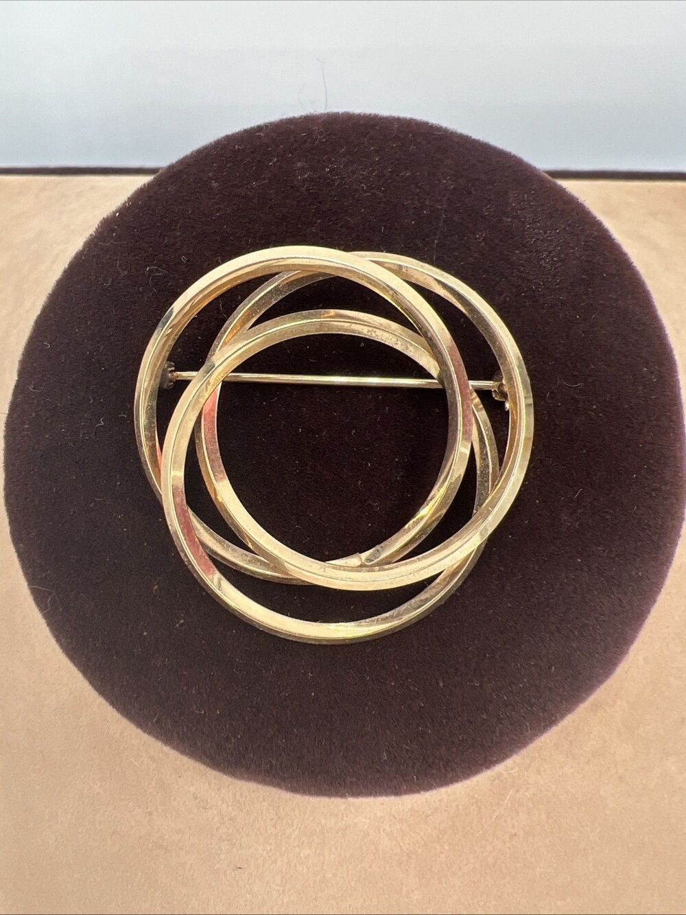 Van Dell Vintage 1/20 12k GF Intertwined Infinity Rings Brooch Pin sparkle